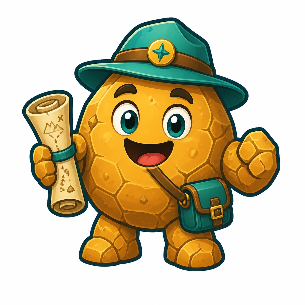 Ako, a cheerful rock ranger holding a treasure map