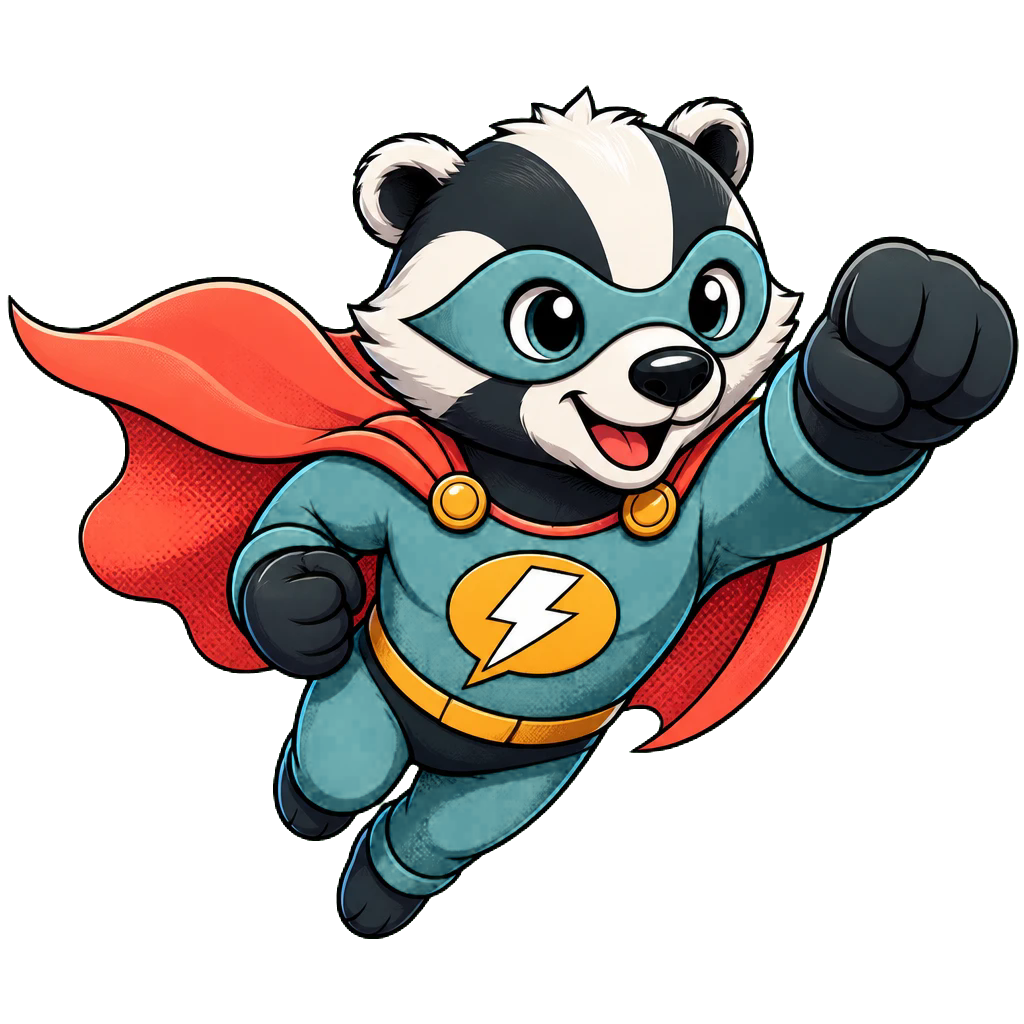 Bolt Badger, a flying superhero badger