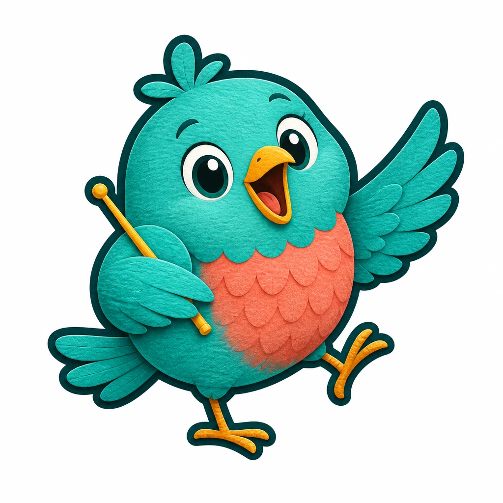 Pip, a turquoise songbird conductor