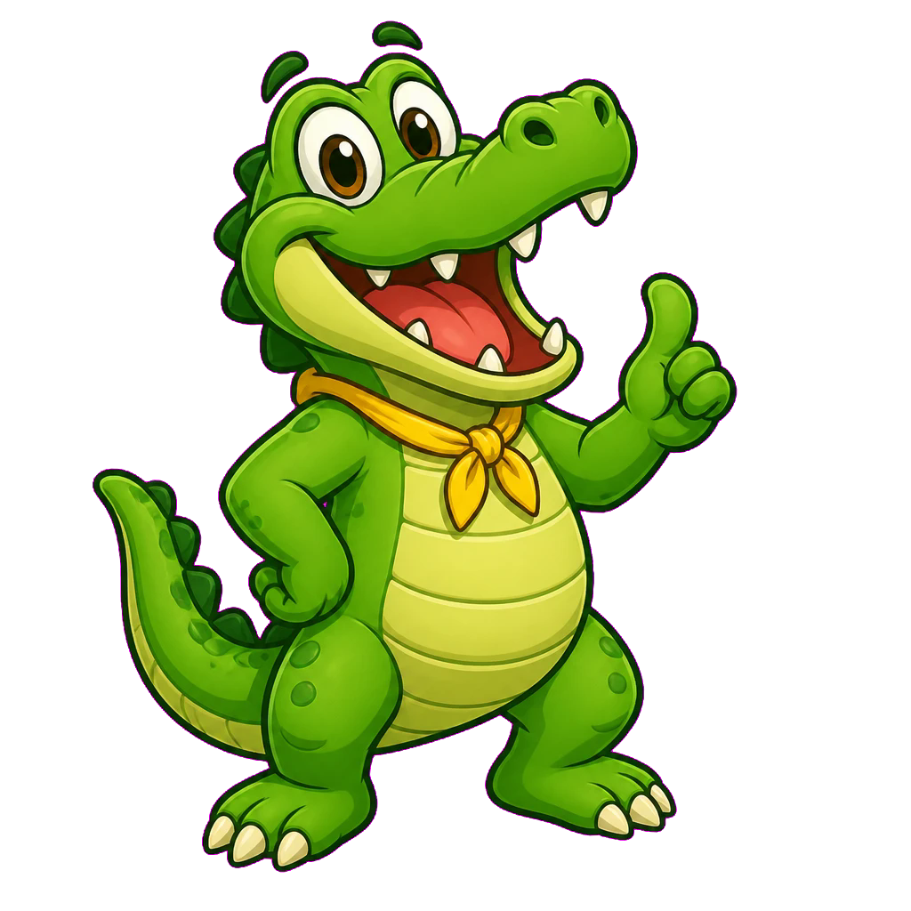 Gumbo, a goofy green alligator