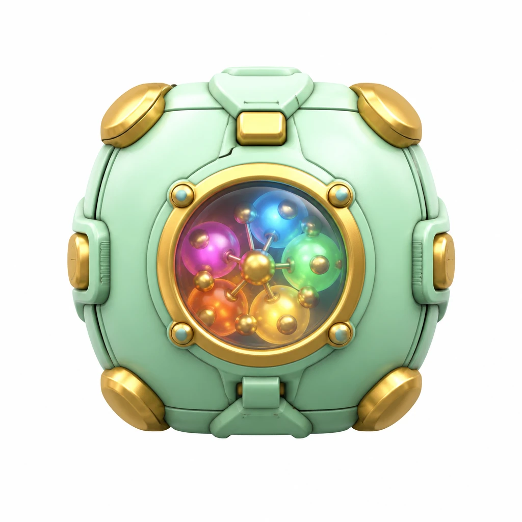 A molecule cargo pod filled with atom marbles