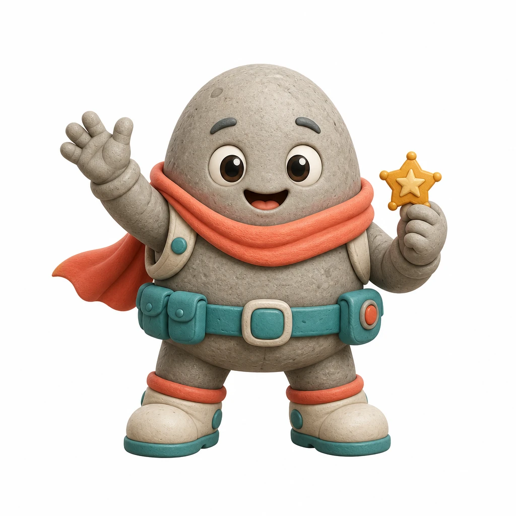 Ako, a cheerful pebble space ranger