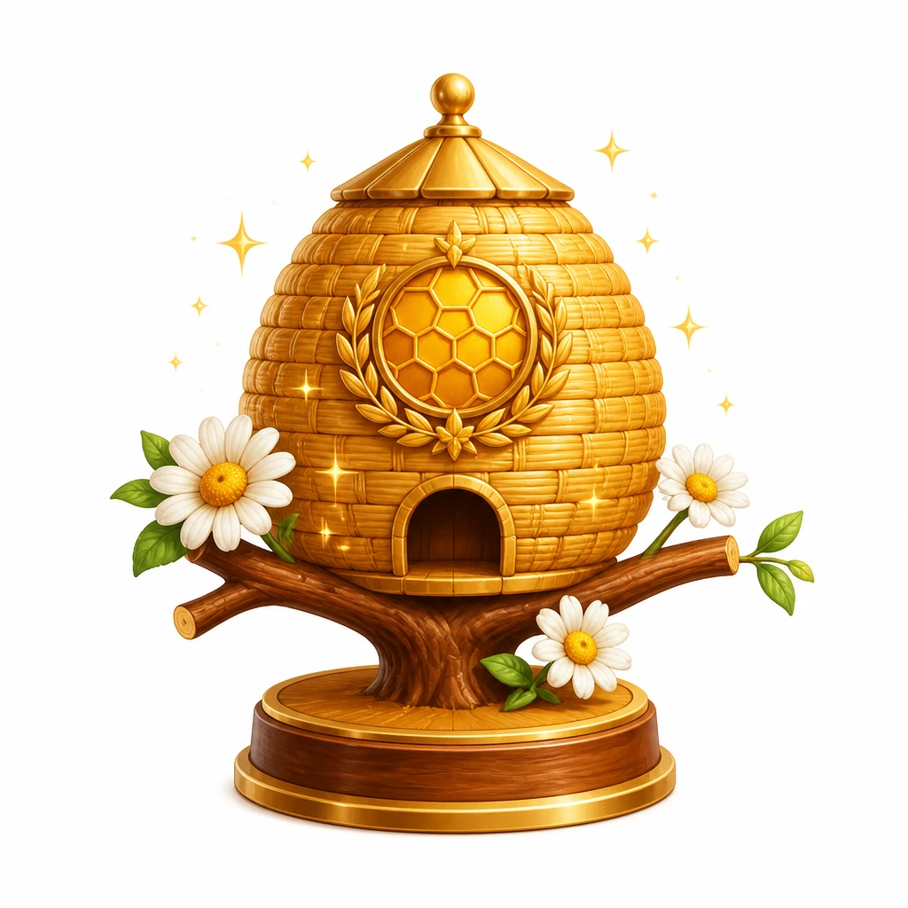 A golden trophy hive