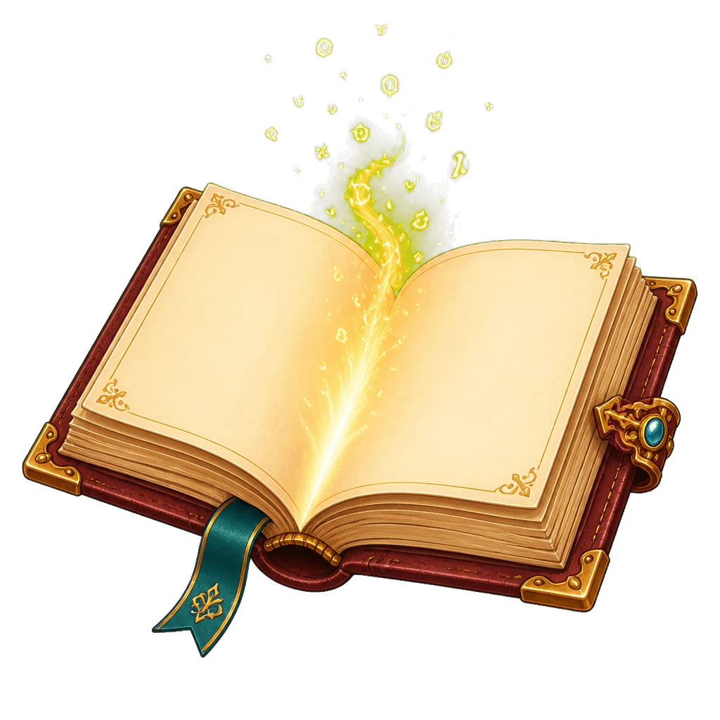 An open glowing spellbook
